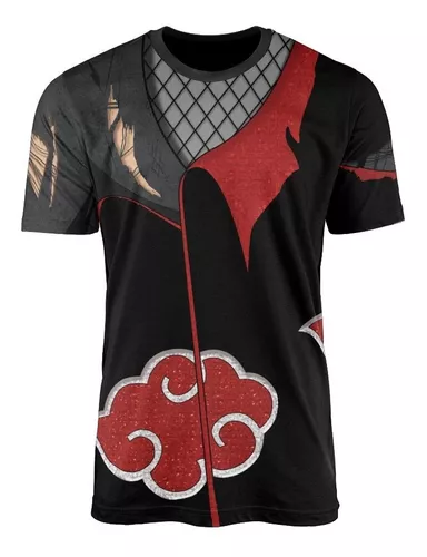 Camiseta masculina Akatsuki Nuvem Vermelha Naruto Arte Camisa