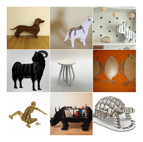 Pack Vectores Muebles Animales 3d Vip Corte Laser Cnc H034