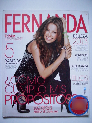 Thalía En Portada De Revista Fernanda - Enero 2013