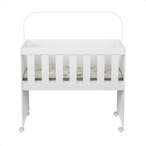 Mini Berço Multifuncional C/ Colchão E Rodizio Branco 5x1 Mesa Infantil Recreativa E Trocador Decormobily