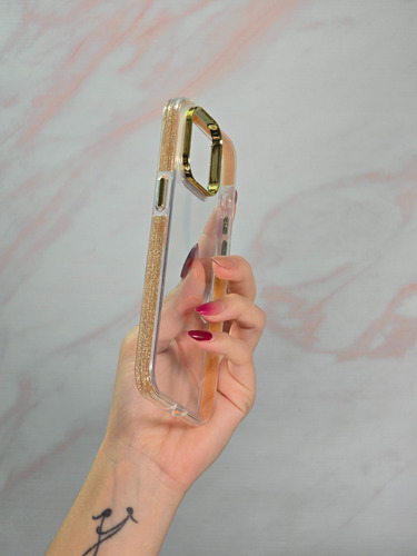 Funda Transparente Brillos Glitter Para Iphone Elegi Modelo Amarillo Iphone 14 Pro Max
