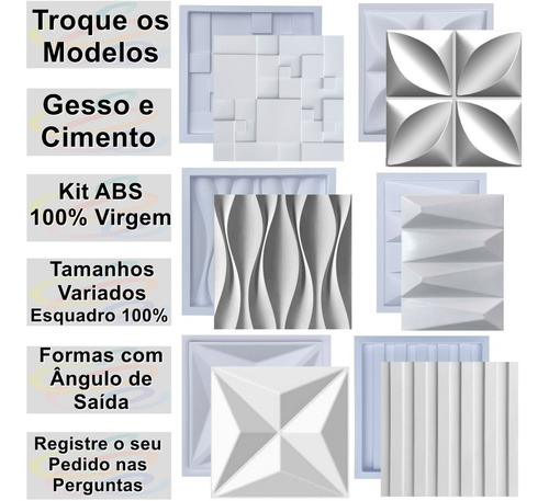 Formas Molde Pra Gesso 3d Cimento Abs Moldura Plástico Placa