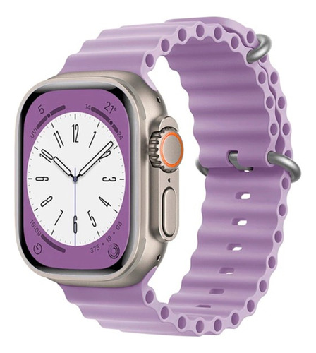 Pulseira Oceano Relógio Smartwatch Silicone Alta Qualidade Cor Lilás Largura 2 cm