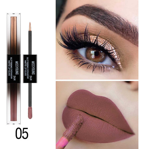 Sombra De Ojos Doble, Brillo Labial Mate, Delineador De Ojos