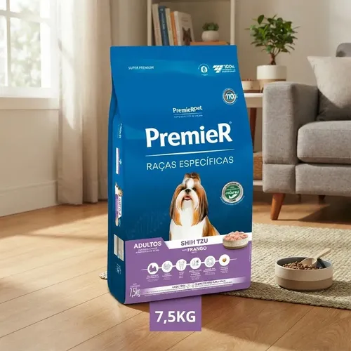 Ração Seca Premier Shih Tzu Cão Pequeno Frango 7.5kg