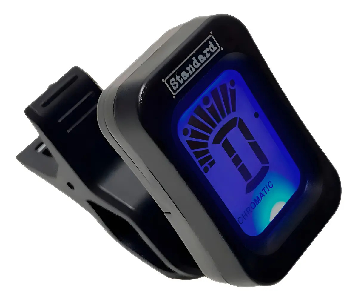 Afinador Cromático Digital Clip Cavaquinho Violão Guitarra Standard Preto
