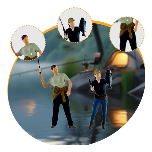 // 2x 1:64 Figuras De Pesca Em Escala Pessoas Modelos