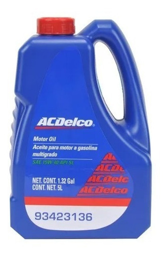 Aceite Acdelco Multigrado Mineral Sae 15w40 Api-sl 5 L