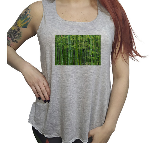 Musculosa Dama Bosque Bambu Japón Arboles Hojas