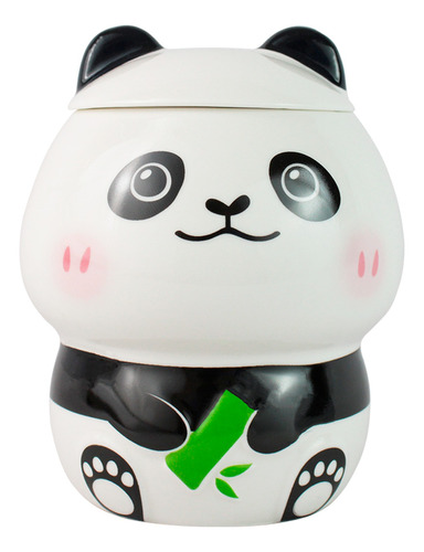 Taza Oso Panda De Ceramica Tapa Y Cuchara Kawaii B-8291