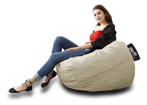 Puff Sillón 2 En 1 Con Cama Individual Color Arena