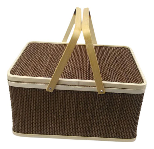 Contenedor De Cesta Tejida De Bambú Con Asa Plegable Para