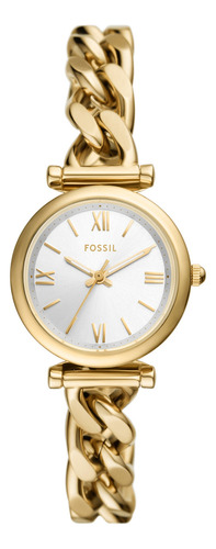 Relógio feminino de aço inoxidável Fossil Carlie com 1 pulseira dourada