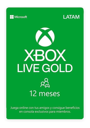 Suscripcion Microsoft Xbox Live Gold 12 Meses Oficial