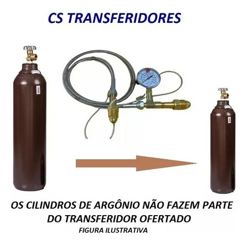 Transferidor De Argônio Chicote 1,20m Com Manômetro