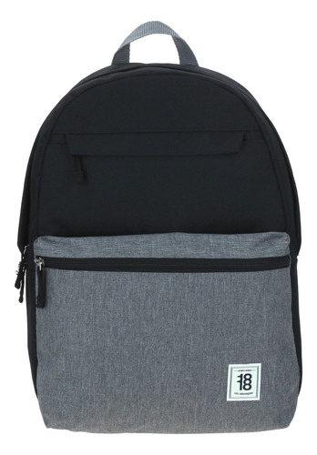 Mochila escolar Chenson Escolar 1818 color negro/gris diseño liso 27L