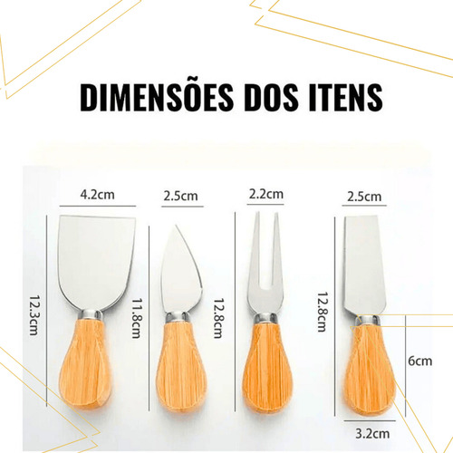 Conjunto P/ Cortar Queijo 4 Pçs Frios Utensilio Inoxidável