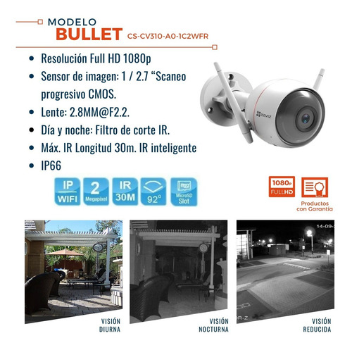 Imagen 2 de 9 de Camara Ip Wifi Exterior Ezviz Full Hd 1080p Mic Slot Sd P2p