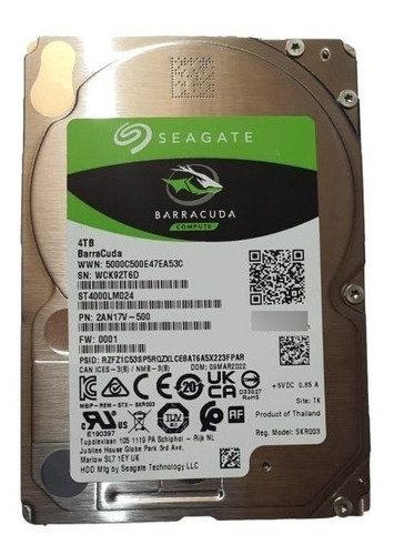 Imagen 2 de 2 de Disco Duro Interno Seagate Barracuda St4000lm024 4tb 2.5