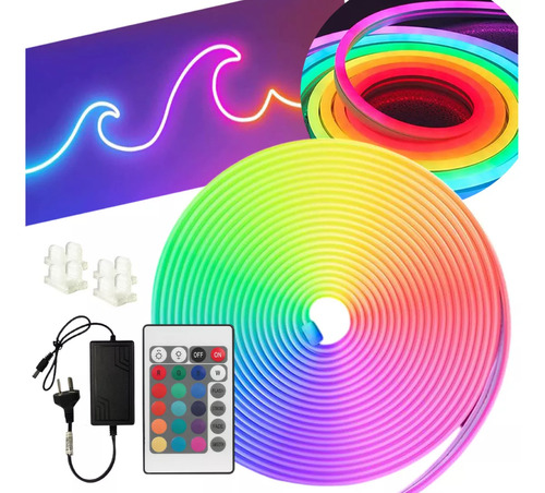 Kit Manguera Neon Tira Led 5050 Rgb Con Control Y Fuente Rgb
