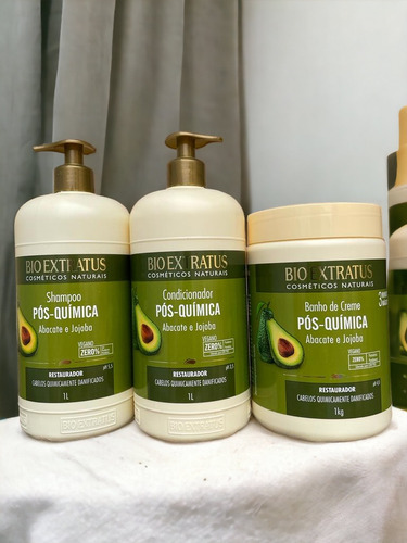 Kit 1 Shampoo 1 Condicionador 1 Banho De Creme 1 L