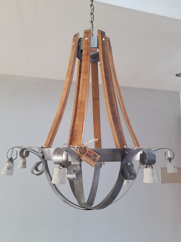 Lámpara De Techo Tipo Araña De Madera Y Hierro Roble Madera Y Metal