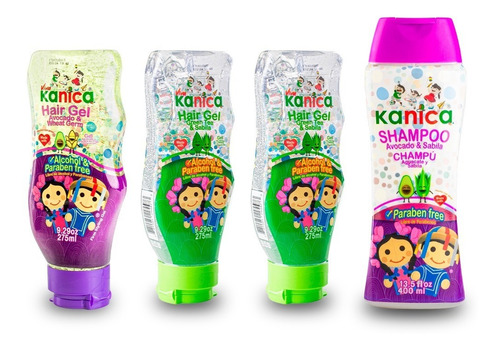 Shampoo Y Gel Para Niños Kanica Kit Peinados Con Estilo 