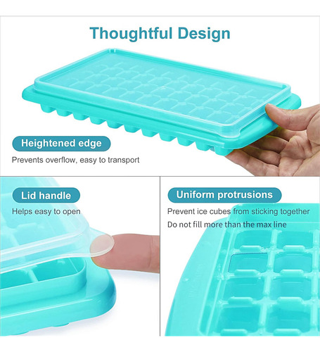 Ice Cube Trays For Freezer With Lid And Storage Container, E