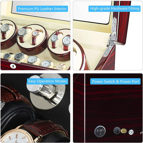 Imagen 3 de 9 de Jqueen - Rebobinador Automático De Seis Relojes Con 7 Espaci