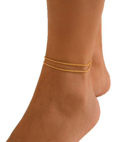 Tobilleras Simples Con Cadena De Metal, 2 Piezas, Para Mujer