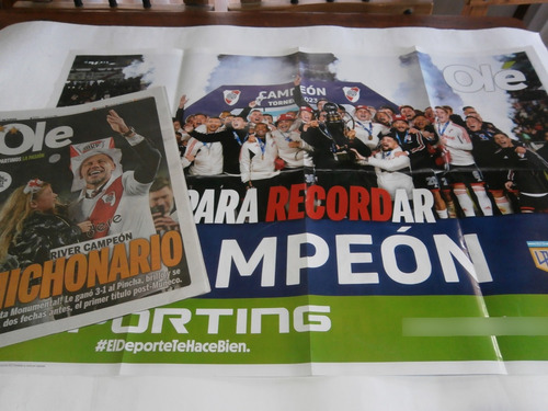 River Campeon Liga 2023 - Ole Y Poster Con La Copa (Usado)