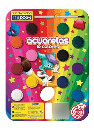 Acuarela Mussa Con 12 Pastillas De Colores