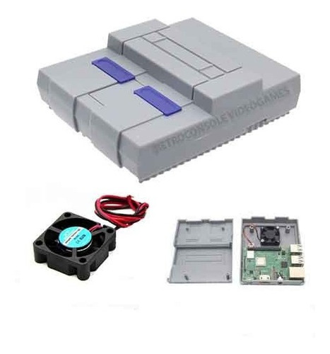 Case Snes Em Abs Raspberry Pi3 B B+ (não É 3d) + Cooler Fan