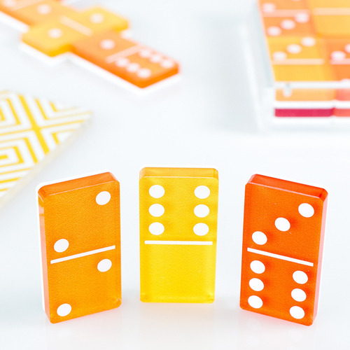 Dominó Acrílico Con Estuche Juego Y Decoración 28 Fichas
