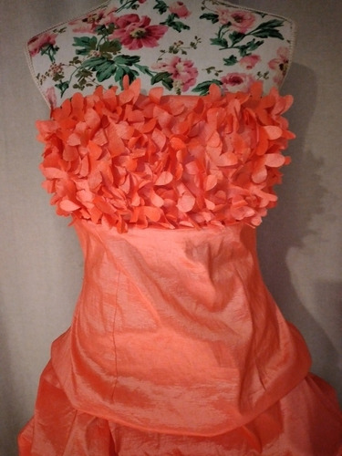 Vestido Fiesta Strapples, Talla L,  Color Coral 