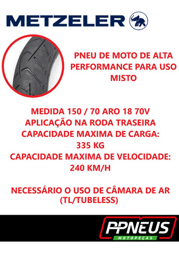 Pneu 150/70r18 Tras Metzeler Tourance Next 2 Uso S/câmara