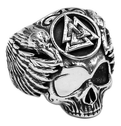 Anillo De Hombre Vikingo Valknut Calavera  Moda 2020