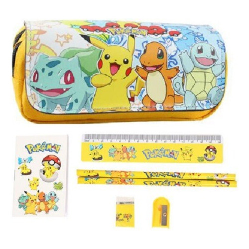 Estuche Escolar De Pokémon Pikachu Con Útiles Escolares