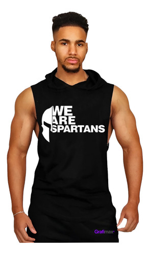 Polera Capucha Musculosa Gym We Are Spartans Grafimax