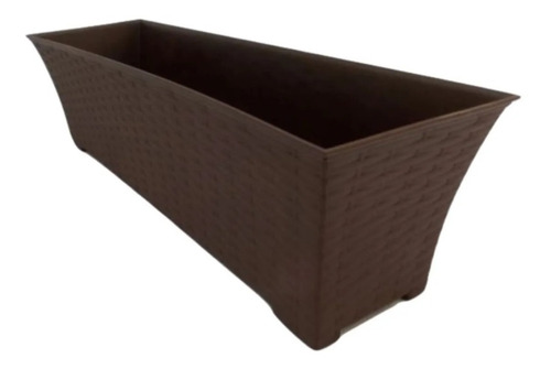 Maceta Jardinera Tipo Ratán Rectangular 60 Cm Blanco Cantera