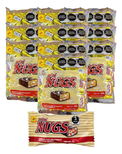 Mini Nugs Chocolate 72pz Con Caramelo Cacahuate De La Rosa E