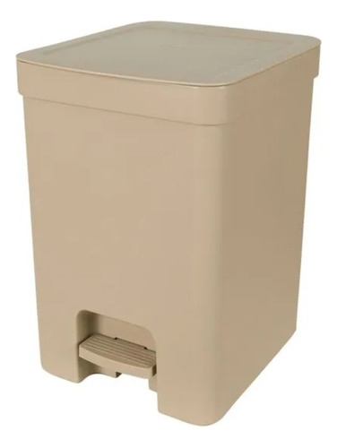 Lixeira Com Pedal 12l Cesto Lixo Cozinha Escritório Trium Cor Bege