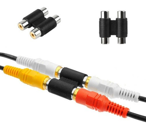 Conector Unión Rca Doble Hembra A Hembra X Tres Piezas