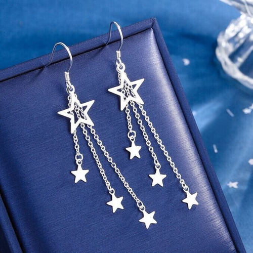 Pendientes De Tres Estrellas En Plata De Ley 925 Para Mujer