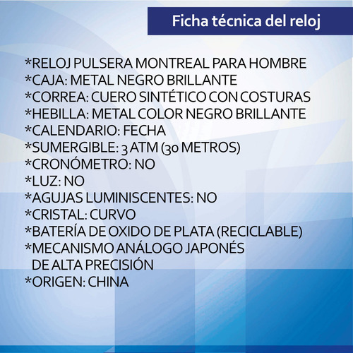 Reloj Montreal Hombre Ml407 Calendario Sumerg.envío Gratis