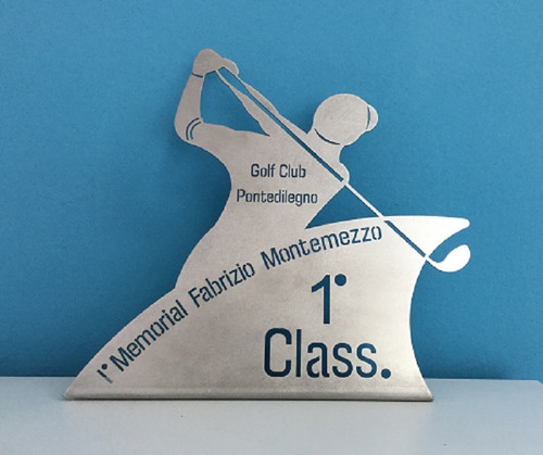 Imagen 1 de 7 de 22 Trofeo Placa Plateada Futbol Patin Tenis Golf X 15 Cm