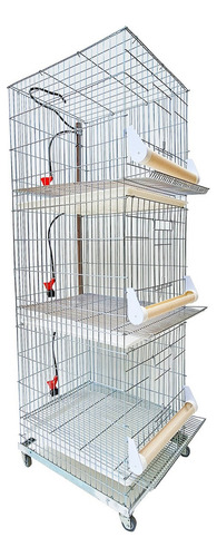 Conjunto Com 3 Baterias Gaiolas Para Perdiz Chukar Chucar Cor Prateado