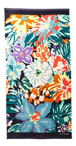 Vera Bradley Toalla De Playa, Flores Felices, Talla Unica