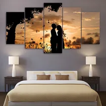 Comprar Quadros Decorativos Casal Apaixonado Por Sol Mosaico 5 Peça Cor da armação Água