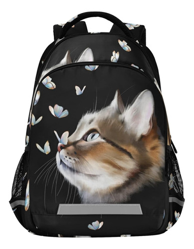 Alaza Lindo Gatito Gato Con Mariposas Mochilas Viaje Mochila